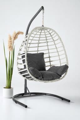 Fursimo Salyan Rattan Tek Kişilik Bahçe Salıncağı – Konforlu Minderli, Dayanıklı Metal Gövde, Balkon - 1