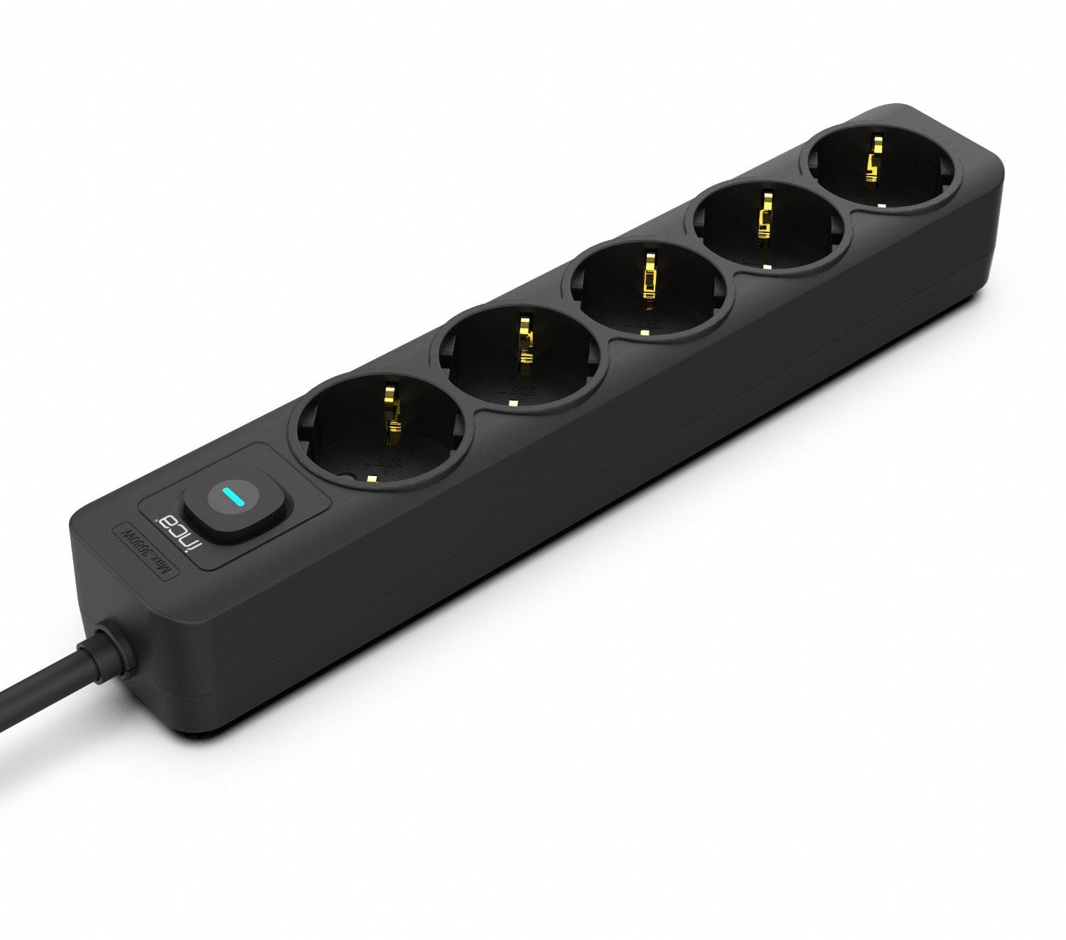 IInca IPW-44SY 5 Port Akım Korumalı LED Tuşlu Priz 1.5m Siyah