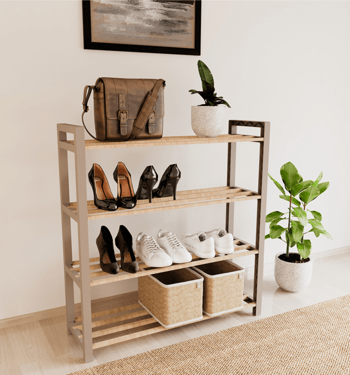 Fixwood Fix-2041-2 Ahşap Çubuklu Ayakkabılık -BEJ