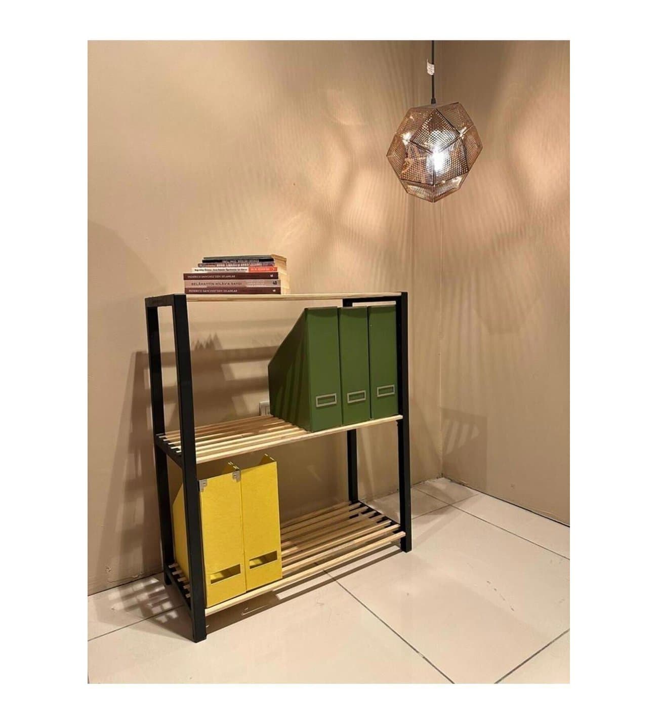 Bienwood Masif Ahşap 3 Katlı Raf BIE-7003 Mutfak-Ofis Antre, Çok Amaçlı