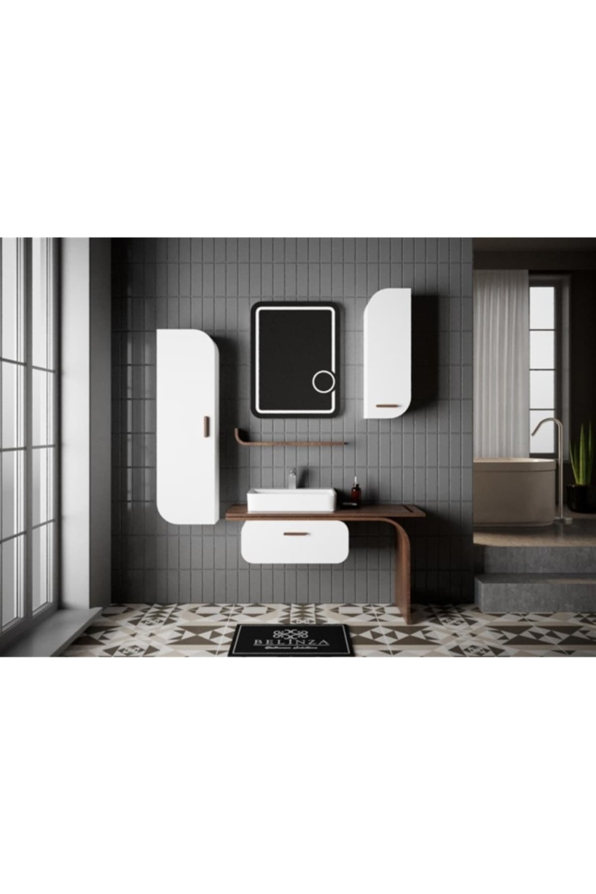 Irony 120 Ceviz Beyaz Ayna Üst Modül