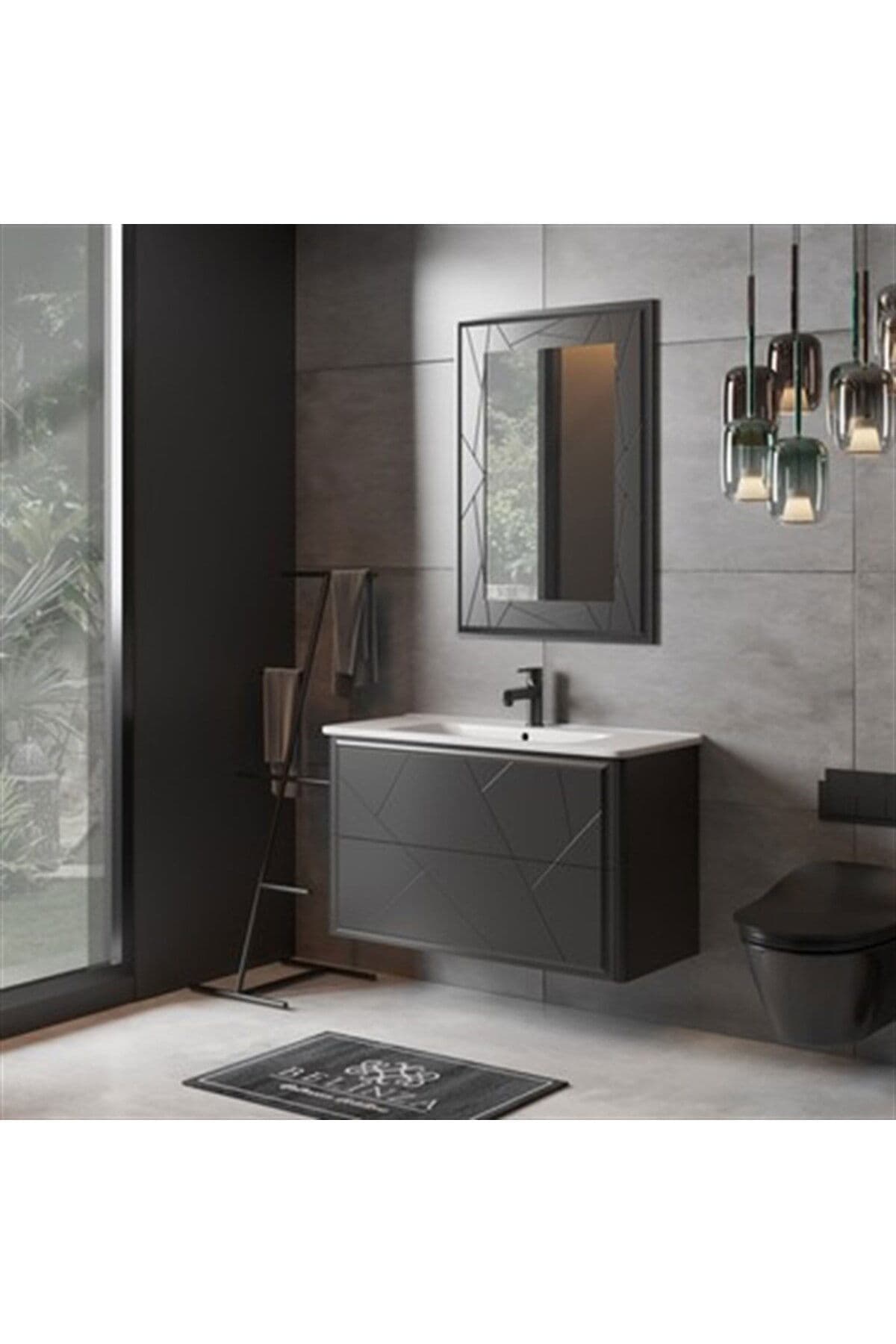 Aristo Banyo Dolabı Takımı Antrasit 80 Cm