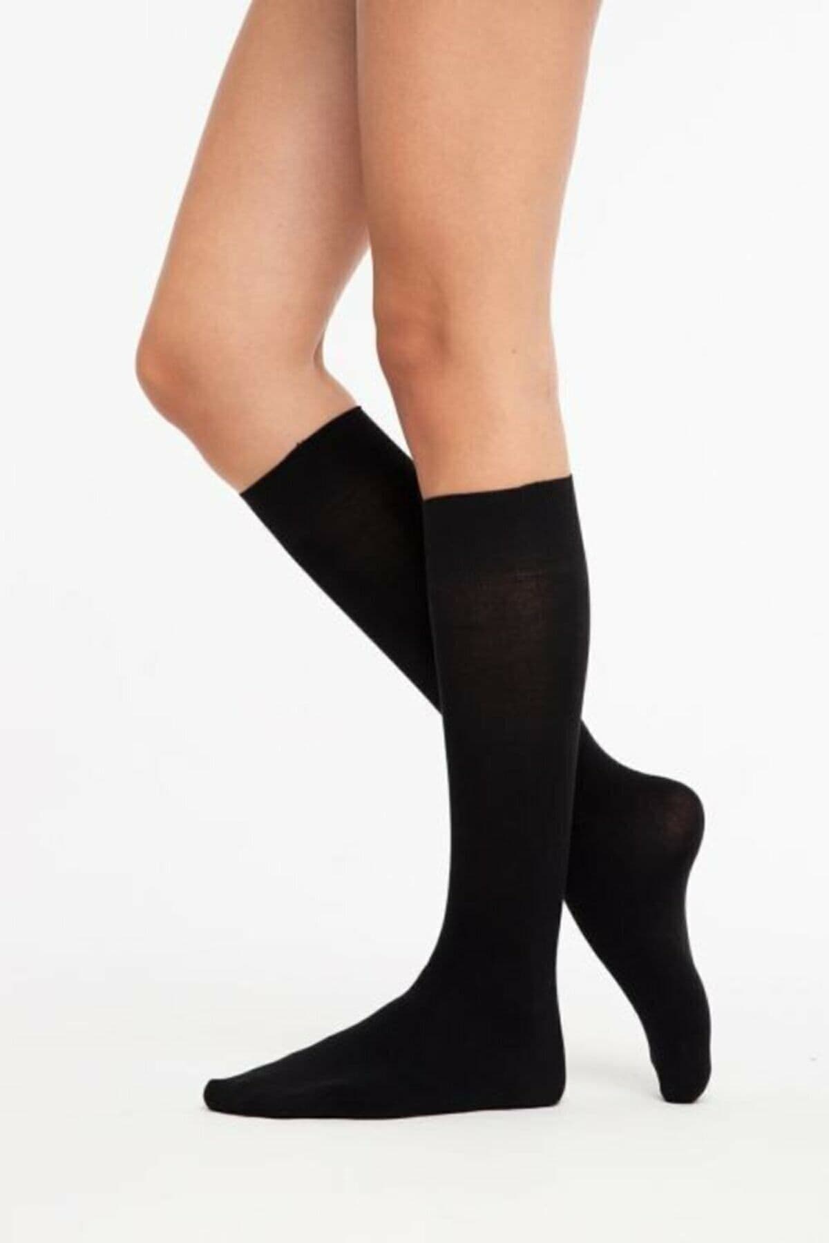 Kadın Siyah l 6'lı Dikişsiz Dizaltı Çorap Kdndzalt6