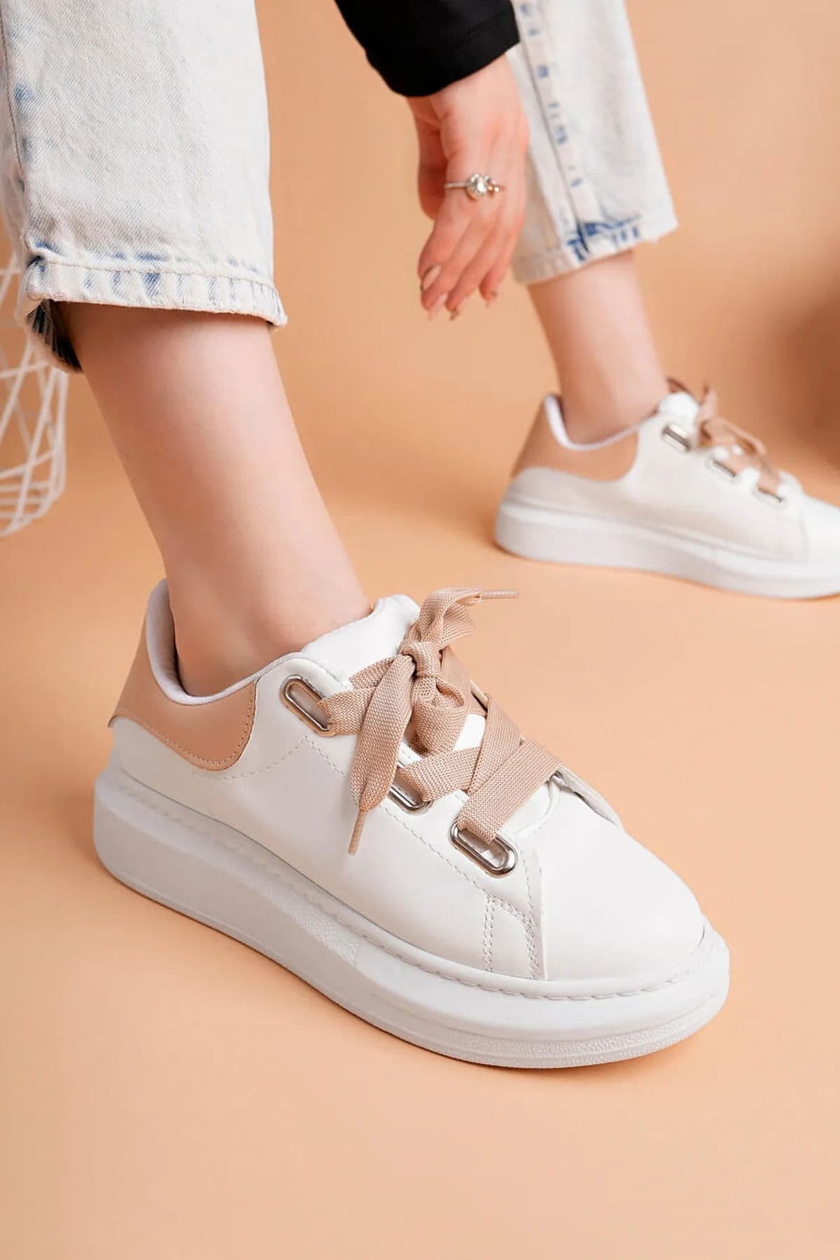 AyakkabıLuis a Costa LC105 Bej/Beyaz Bağcıklı Kadın Ayakkabı