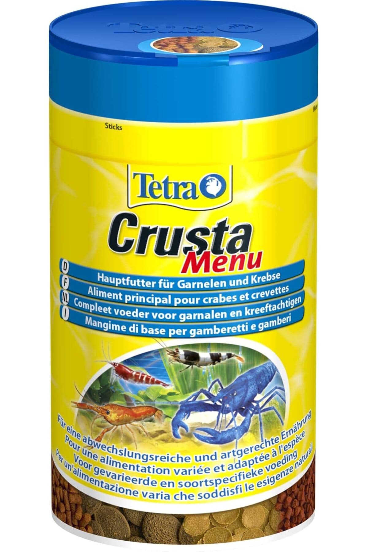 Tetra Crusta Menu – 4'ü 1 arada yem, çubuk, pelet, gofret ve granül ile, karides ve yengeçler için,