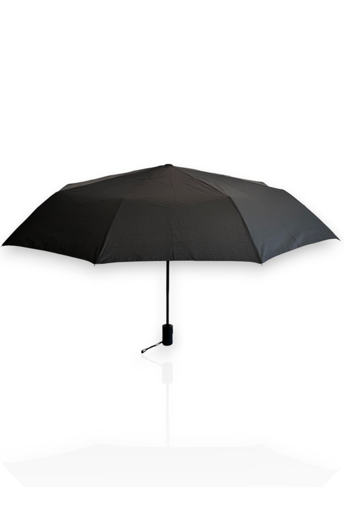 Düz Siyah Tam Otomatik 8 Telli Kısa Şemsiye