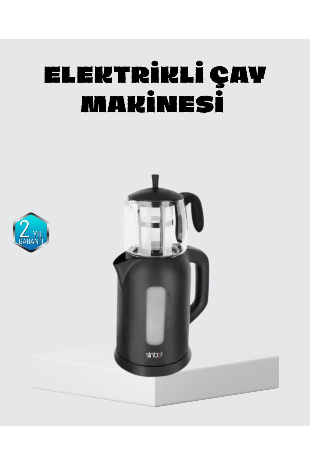 Sinbo Elektrikli Çay Makinesi 1.7 L Su Isıtıcı ve Cam Demlikli Güvenli Kullanım