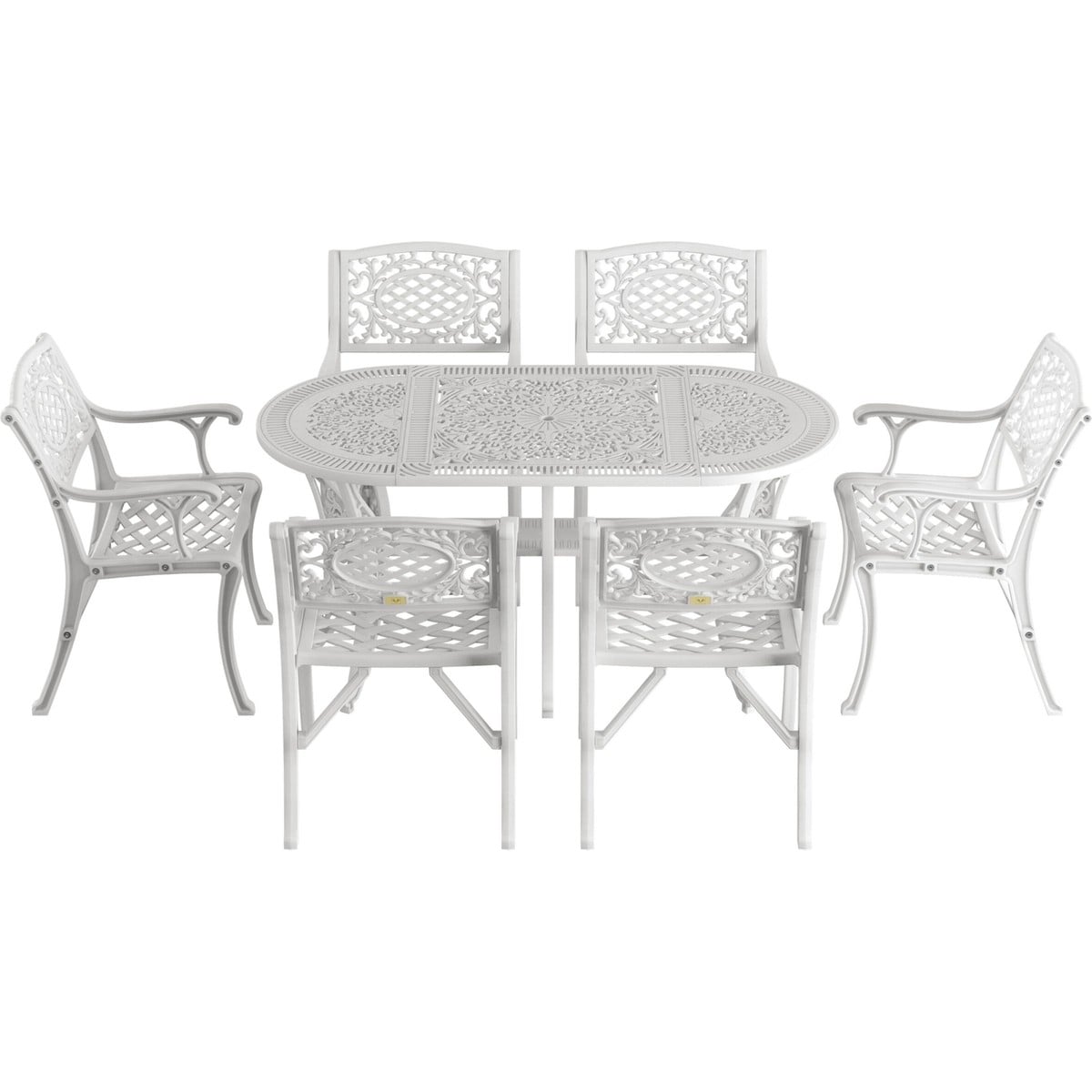 IVF BEYAZ OVAL MASA + 6'LI CUNDA SANDALYE TAKIMI