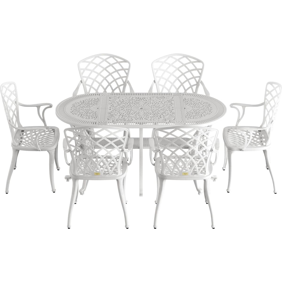 IVF BEYAZ OVAL MASA + 6'LI HİTİT SANDALYE TAKIMI