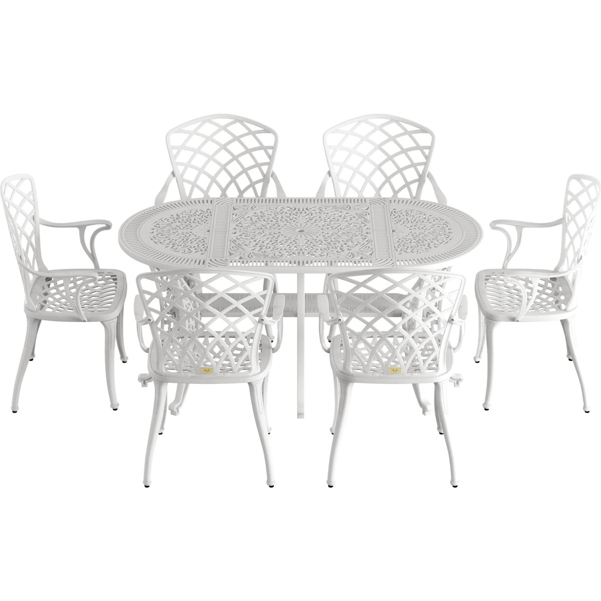 IVF BEYAZ OVAL MASA + 6'LI HİTİT SANDALYE TAKIMI