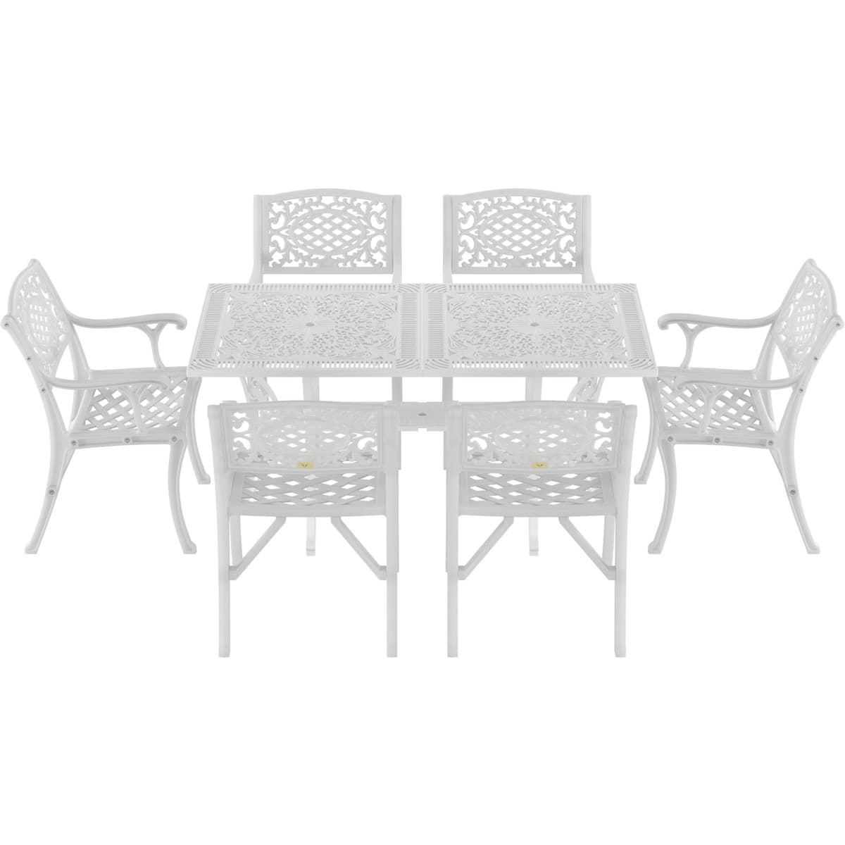 IVF BEYAZ DİKDÖRTGEN MASA + 6'LI CUNDA SANDALYE TAKIMI