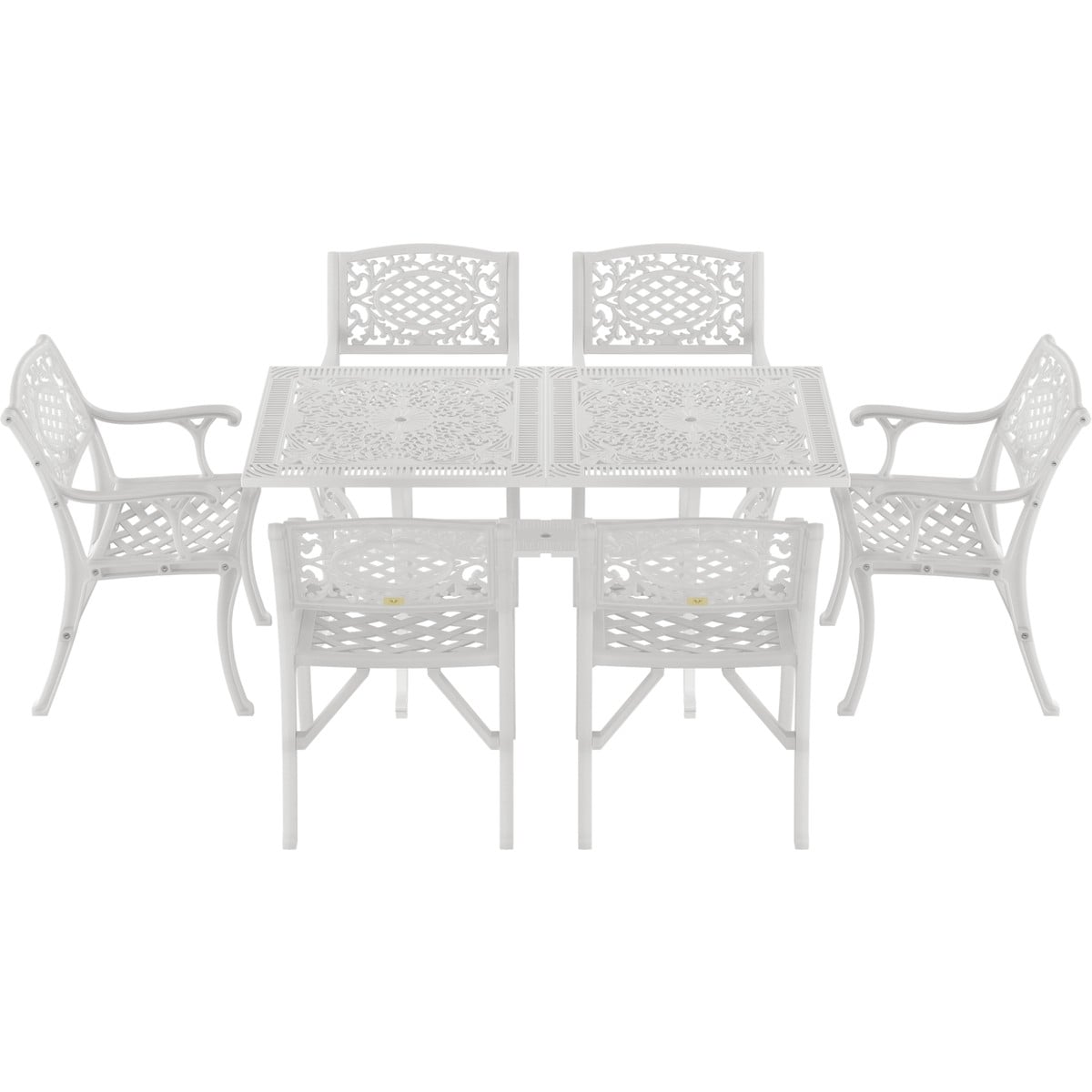 IVF BEYAZ DİKDÖRTGEN MASA + 6'LI CUNDA SANDALYE TAKIMI