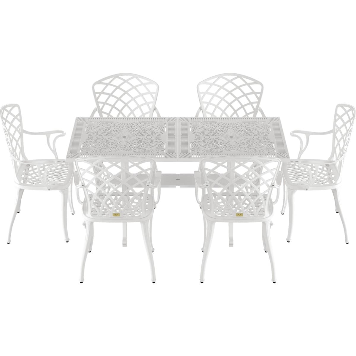 IVF BEYAZ DİKDÖRTGEN MASA + 6'LI HİTİT SANDALYE TAKIMI