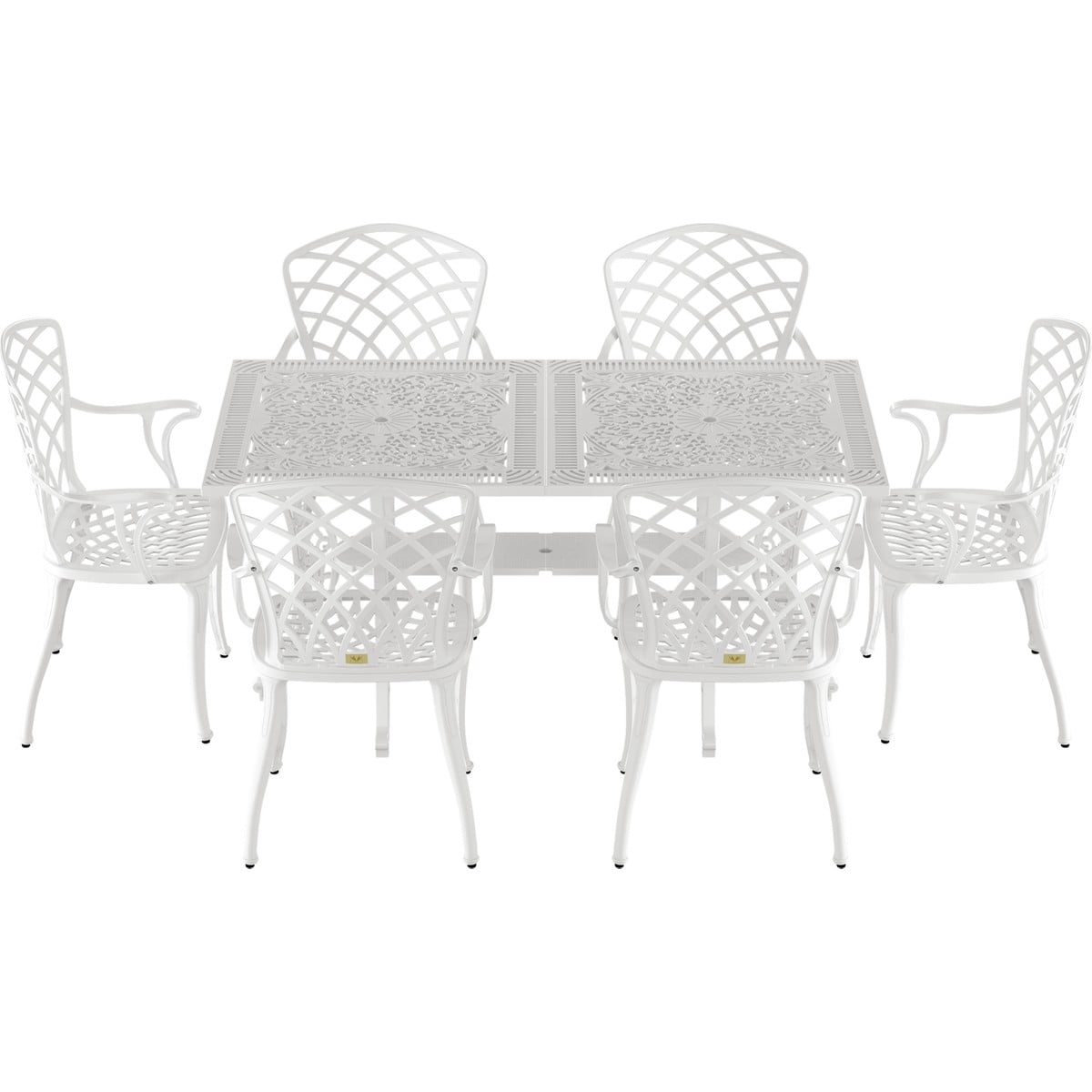 IVF BEYAZ DİKDÖRTGEN MASA + 6'LI HİTİT SANDALYE TAKIMI