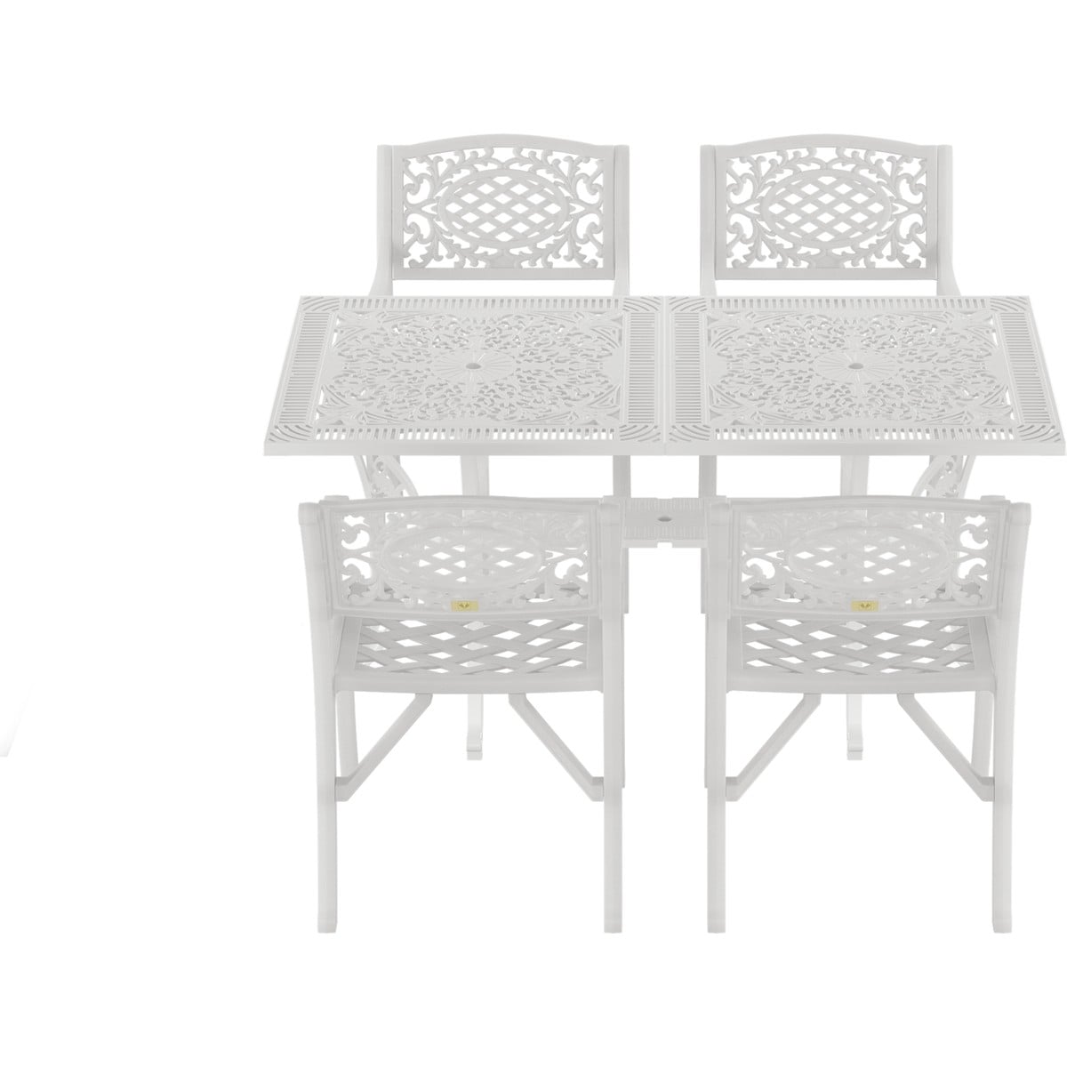 IVF BEYAZ DİKDÖRTGEN MASA + 4'LÜ CUNDA SANDALYE TAKIMI