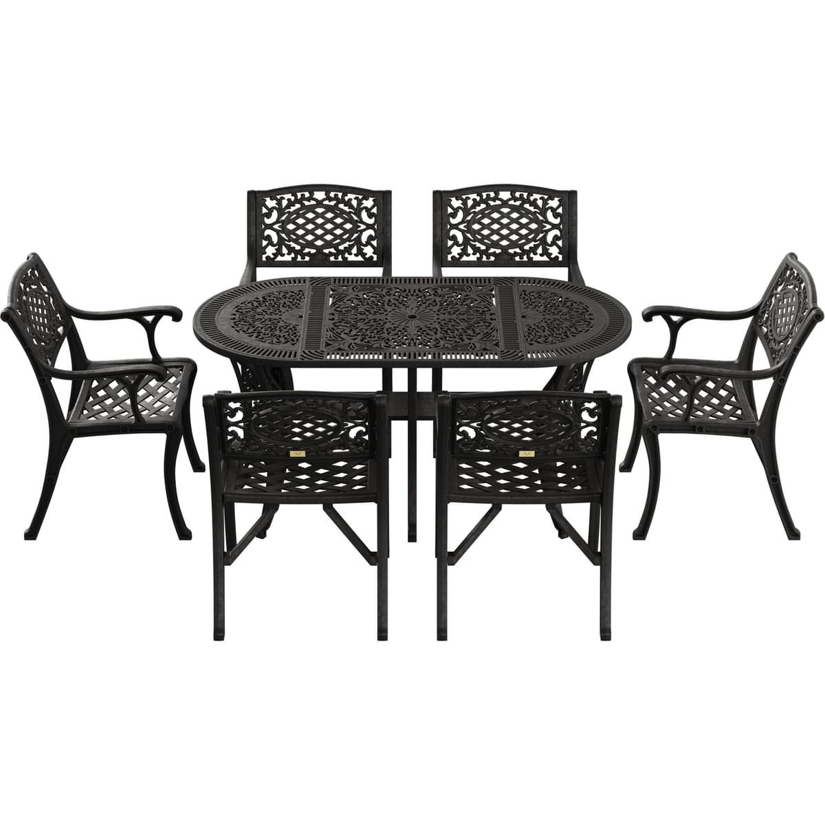 IVF SİYAH OVAL MASA + 6'LI CUNDA SANDALYE TAKIMI