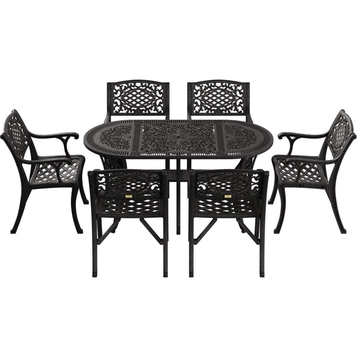 IVF SİYAH OVAL MASA + 6'LI CUNDA SANDALYE TAKIMI